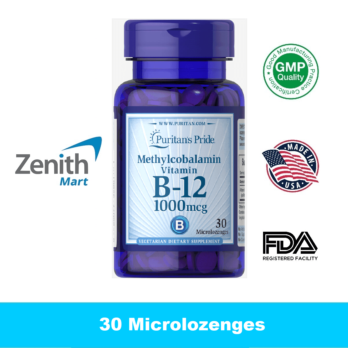 Puritan’s Pride Methylcobalamin Vitamin B12, 1000 mcg 30